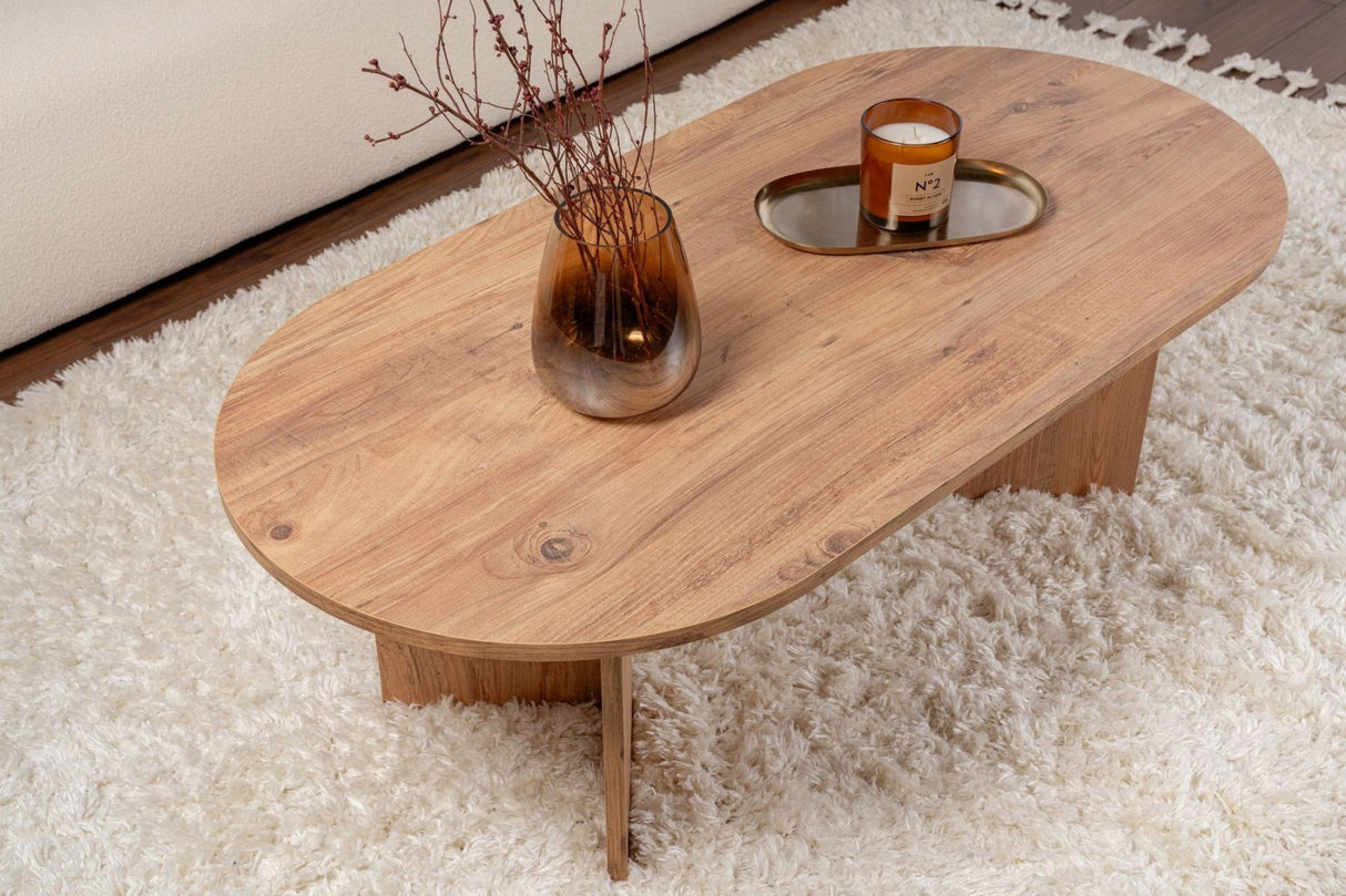 Table basse ovale aspect pin atlantique Sabla - 119x60