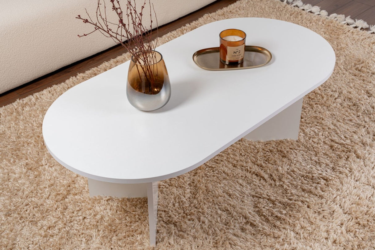 Salontafel wit melamine boogvorm Koda 119x60 cm