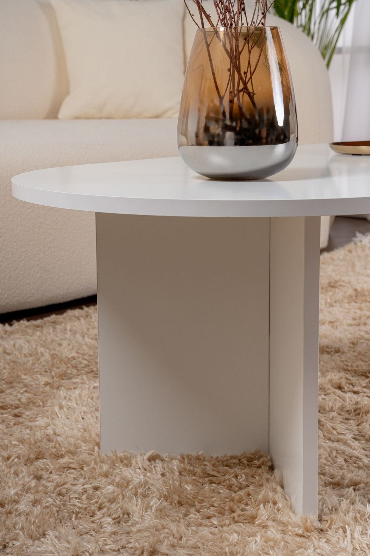 Table basse ovale Sapphire blanc Sabla - 119x60