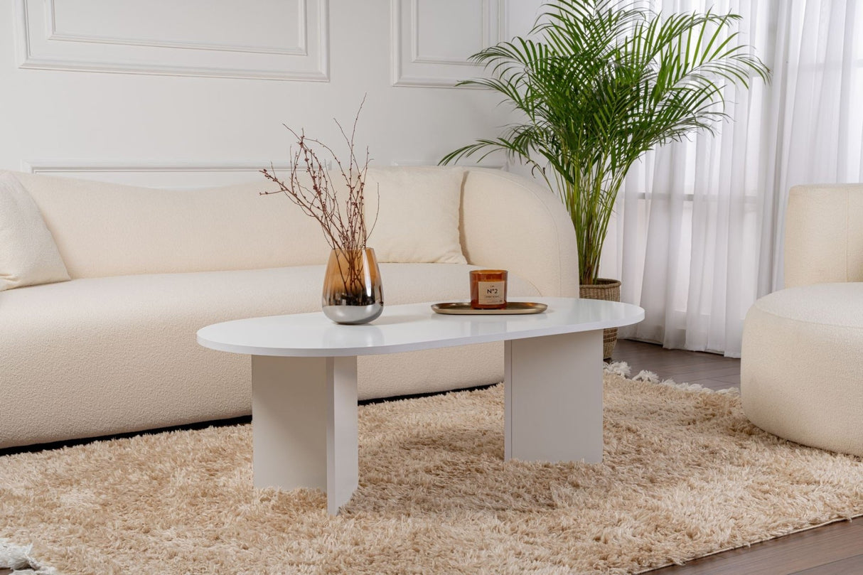 Salontafel wit melamine boogvorm Koda 119x60 cm