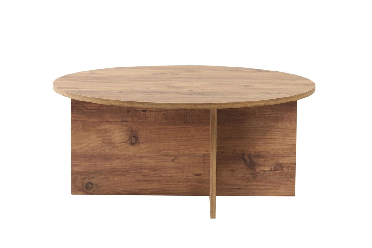 Table basse ronde Dakota en bois de pin mélamine 90x90x40 cm
