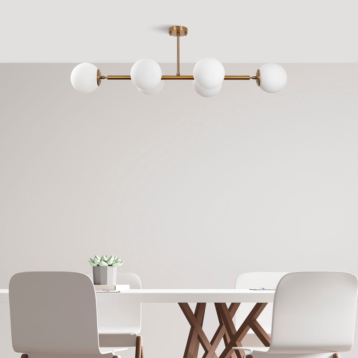 Suspension 6 lumières en bronze avec verre Radiance