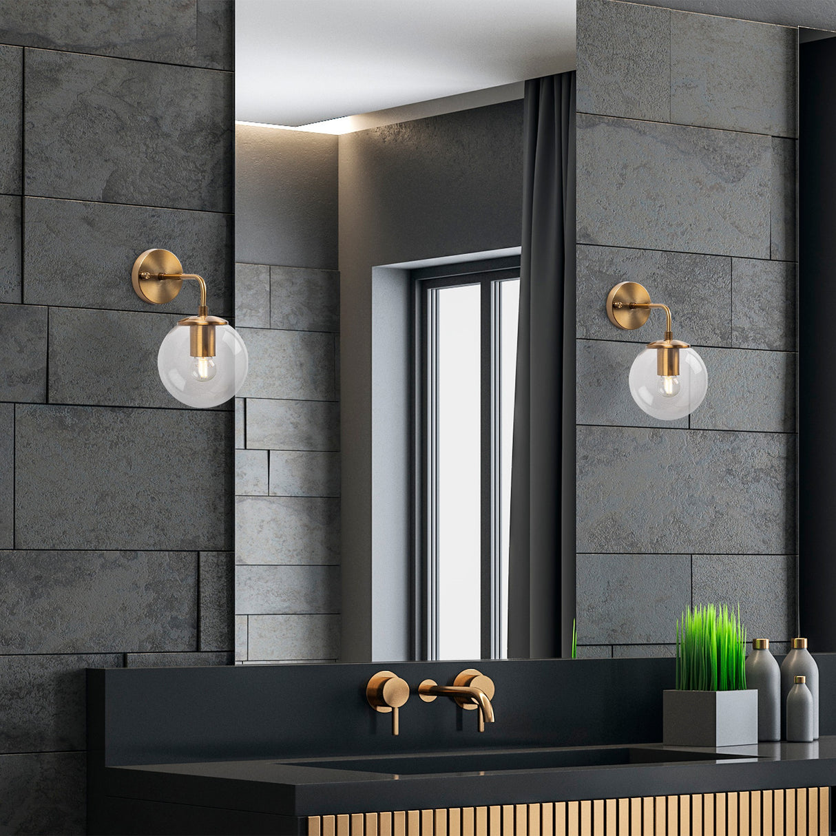 Applique en bronze avec verre transparent Brim