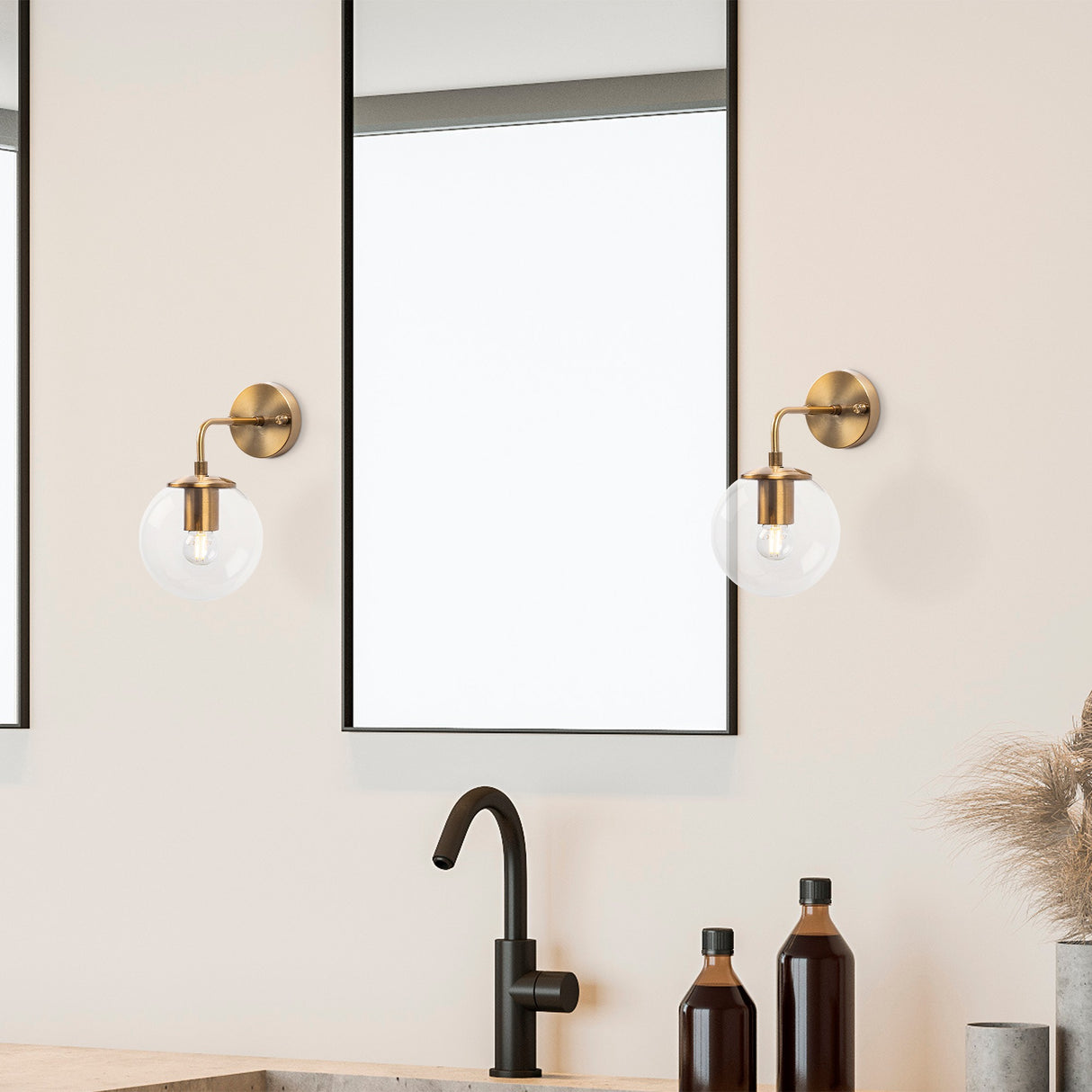 Applique en bronze avec verre transparent Brim