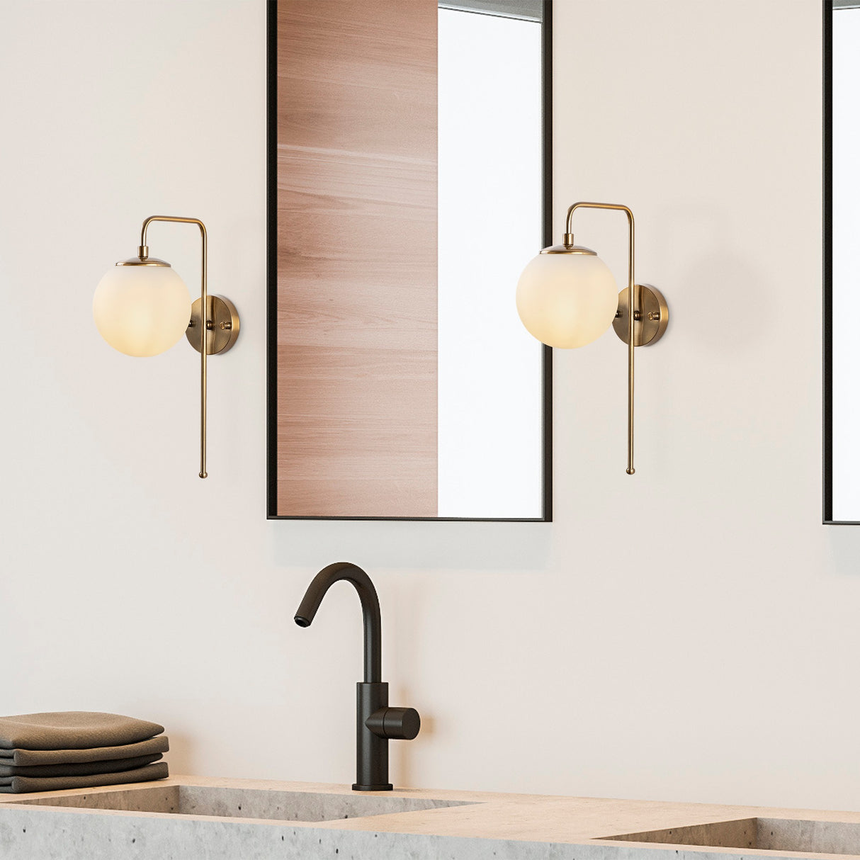 Applique en bronze couleur beige en verre Brim