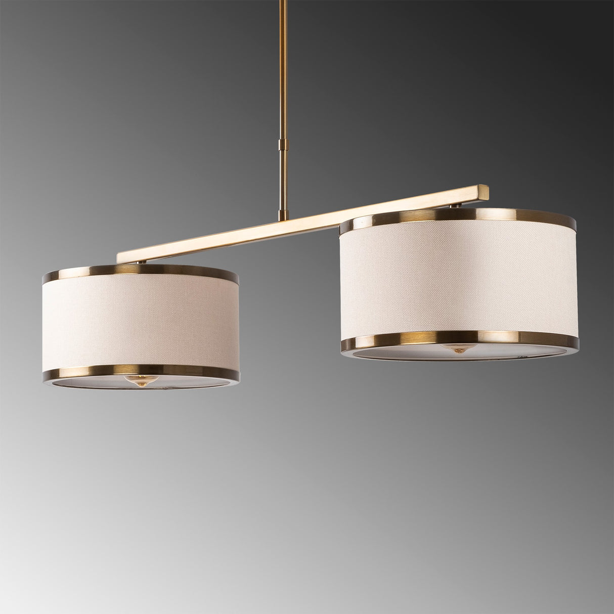 Suspension 2 lumières couleur bronze tissu Frost