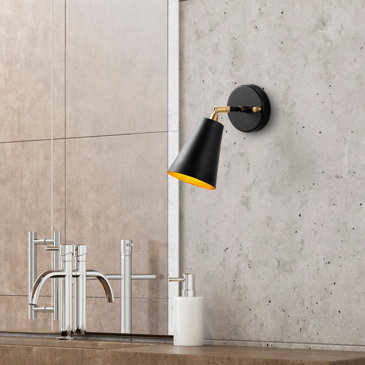 Applique Noir Or Verre Glacier