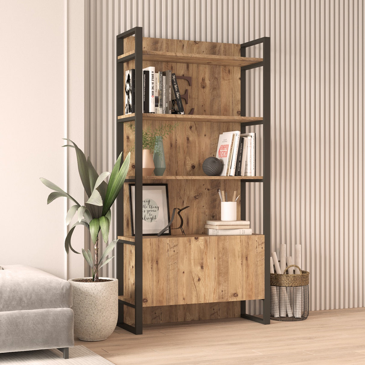 Bibliothèque Lyra Atlantic Pine Melamine 90x180x34 cm