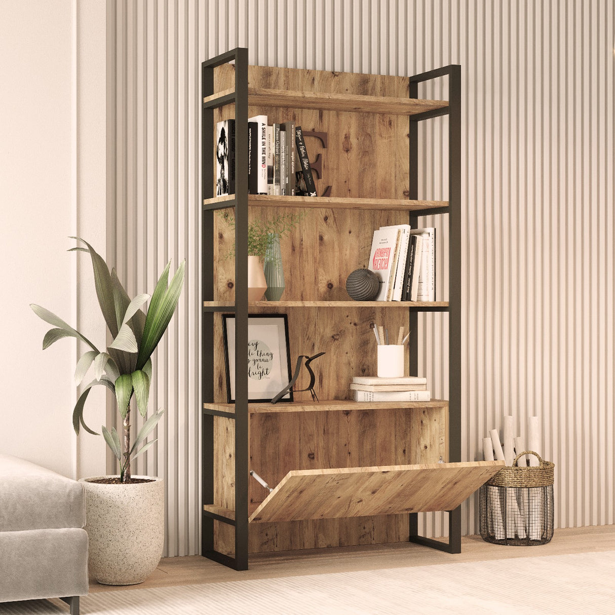 Bibliothèque Lyra Atlantic Pine Melamine 90x180x34 cm