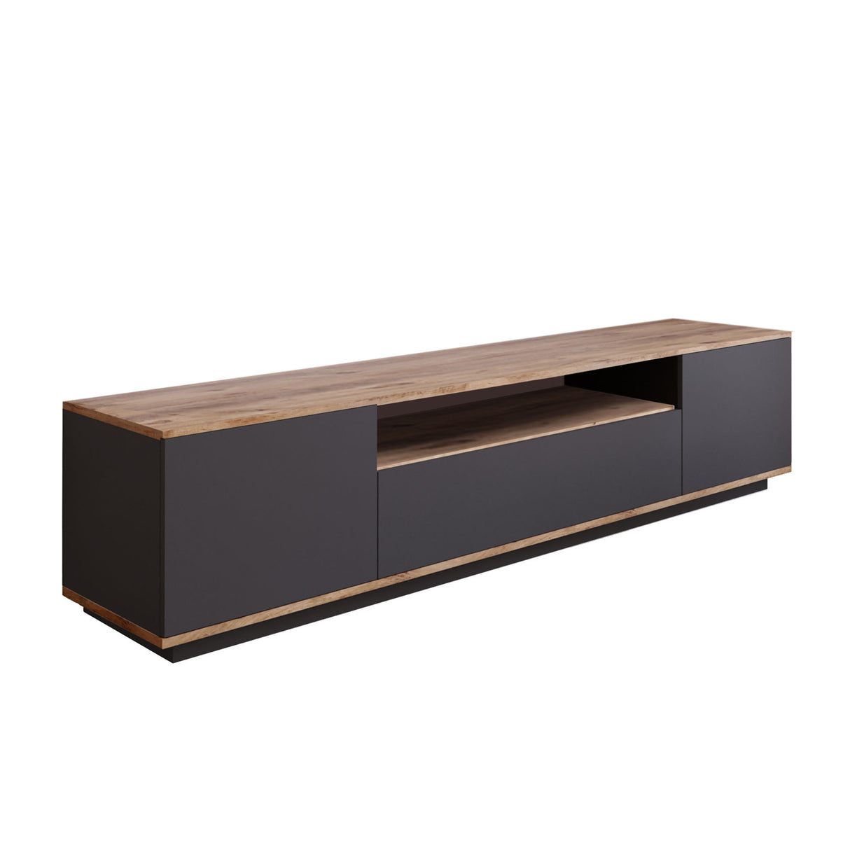 Meubles de télévision Vesper Atlantique Pine Wood Anthracite Mélamine 180x44.6x44,5 cm