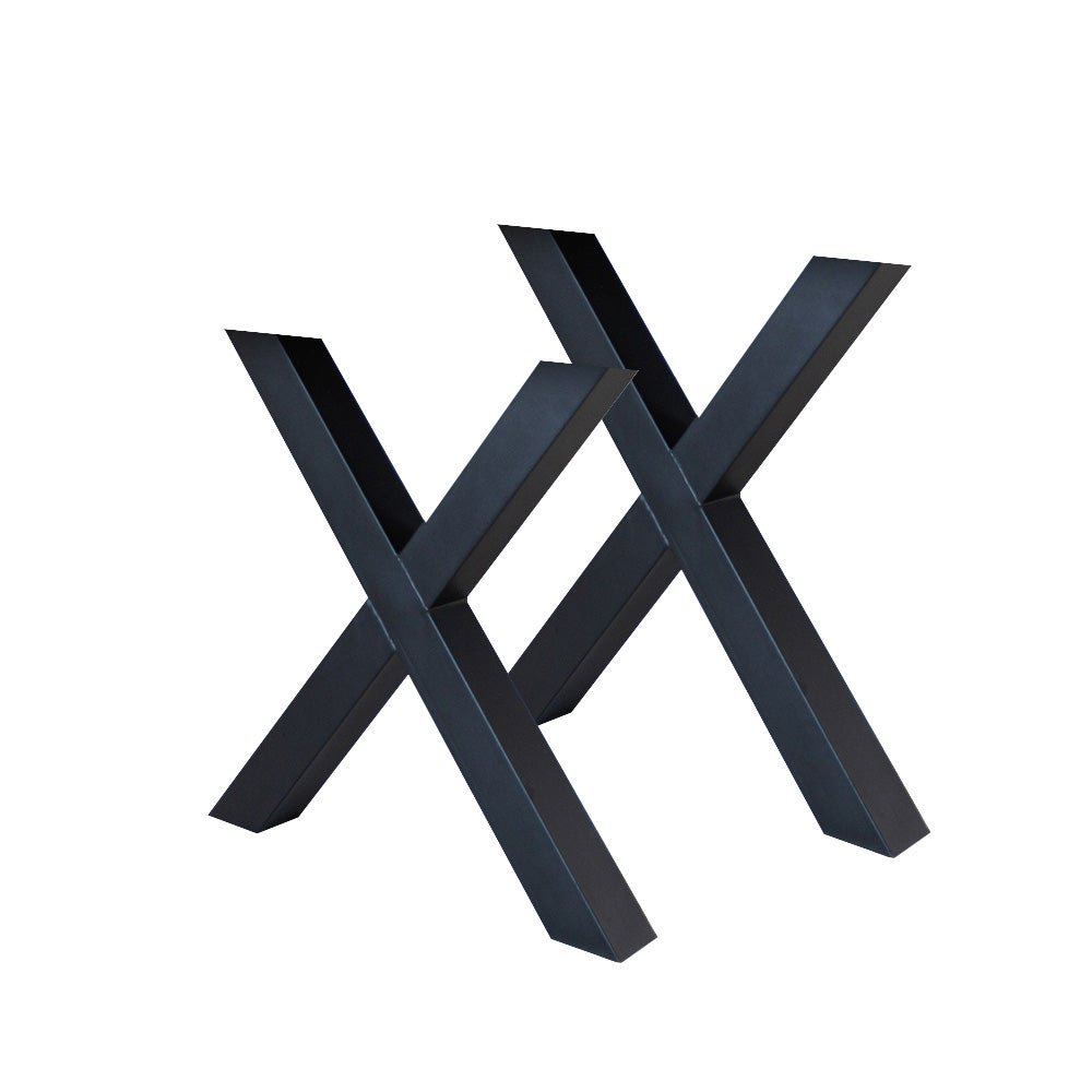 Ensemble de 2 pieds de table X-pied Noir Métal