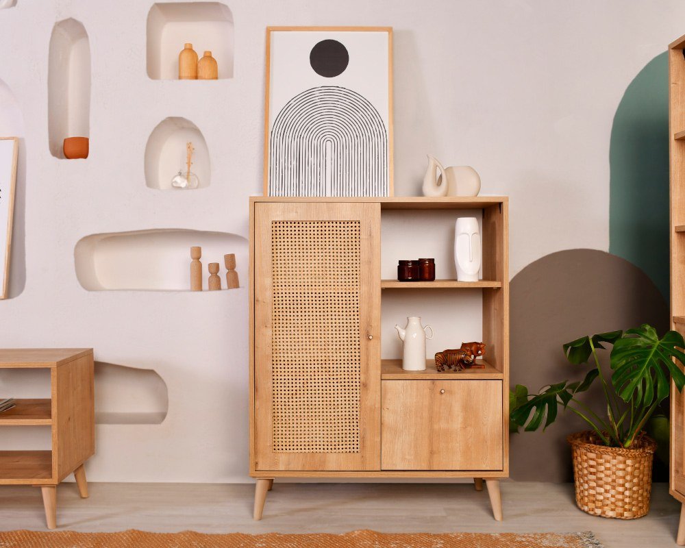 Armoire murale Hazeran Multi Oak Beech Wood 40x110x cm