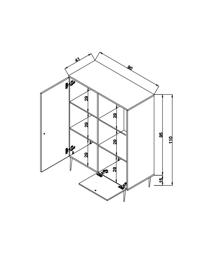 Armoire murale Hazeran Multi Oak Beech Wood 40x110x cm