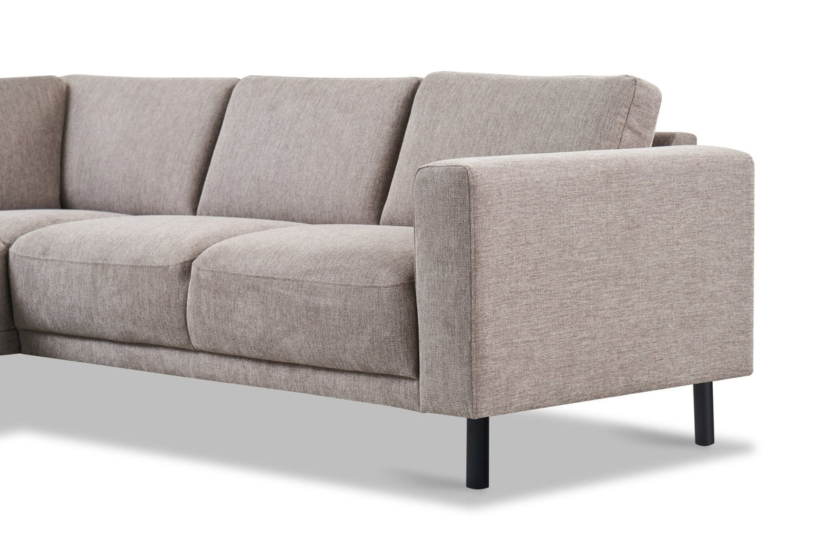 Moderne 3-zits Hoekbank Links Taupe Stof Aniko met Lounger 240x197x78 cm