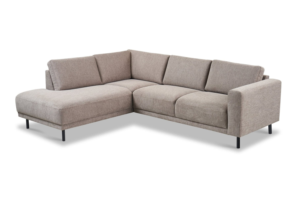 Moderne 3-zits Hoekbank Rechts Taupe Stof Aniko met Lounger 240x197x78 cm