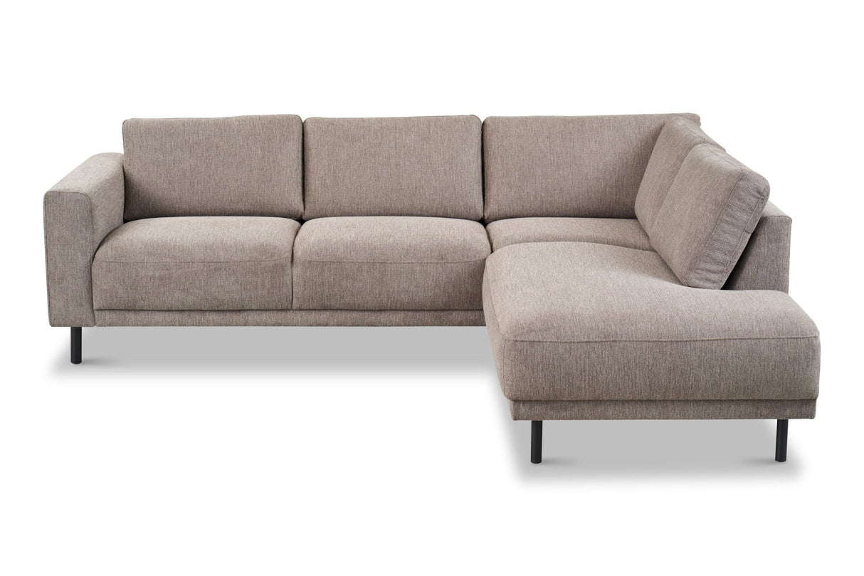Moderne 3-zits Hoekbank Rechts Taupe Stof Aniko met Lounger 240x197x78 cm