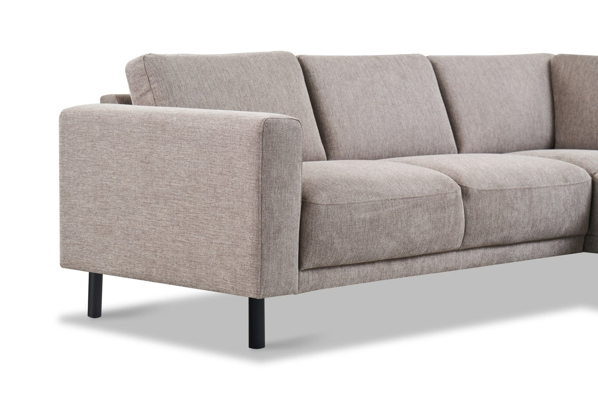 Moderne 3-zits Hoekbank Rechts Taupe Stof Aniko met Lounger 240x197x78 cm