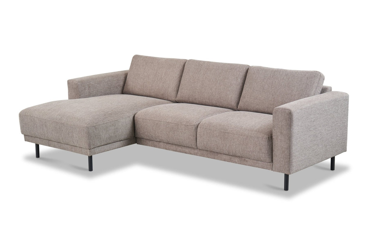 Moderne Hoekbank Links Taupe Stof Aniko met Chaise Longue 238x142x78 cm