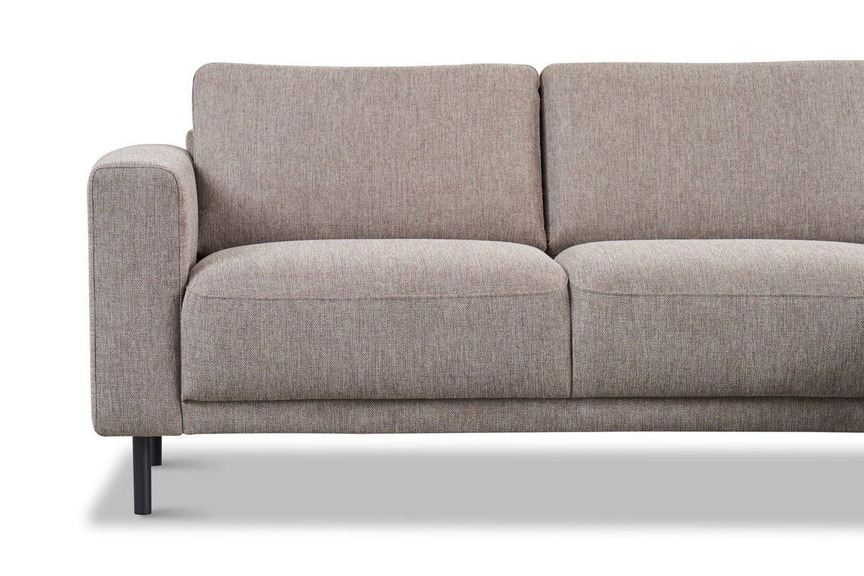 Canapé d'angle moderne droit taupe en tissu Aniko avec chaise longue 238x142x78 cm
