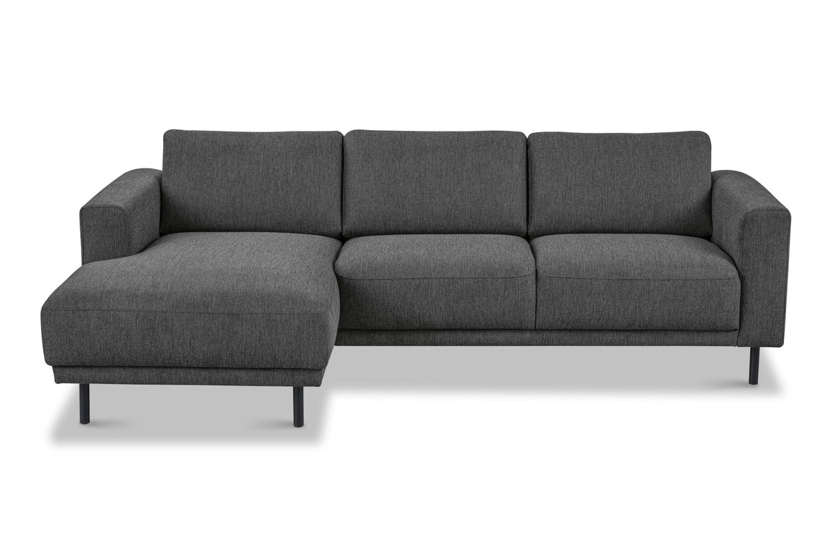 Canapé d'angle moderne à gauche en tissu anthracite Aniko avec chaise longue 238x142x78 cm
