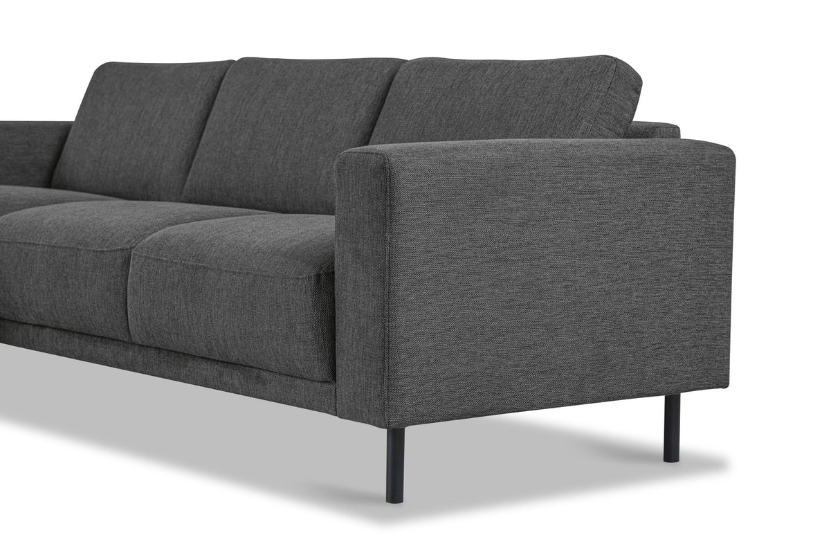Canapé d'angle moderne à gauche en tissu anthracite Aniko avec chaise longue 238x142x78 cm