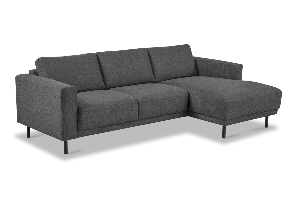 Canapé d'angle moderne droit en tissu anthracite Aniko avec chaise longue 238x142x78 cm