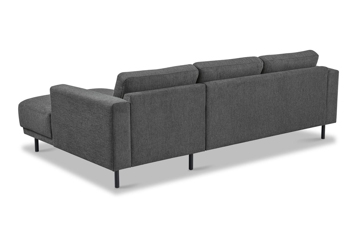 Canapé d'angle moderne droit en tissu anthracite Aniko avec chaise longue 238x142x78 cm