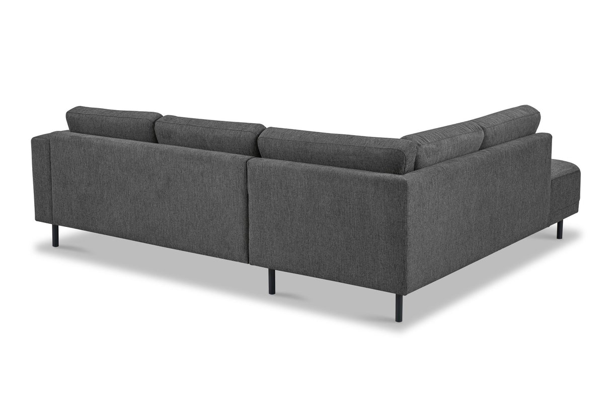 Canapé d'angle moderne 3 places gauche en tissu anthracite Aniko avec repose-lèvres 240x197x78 cm