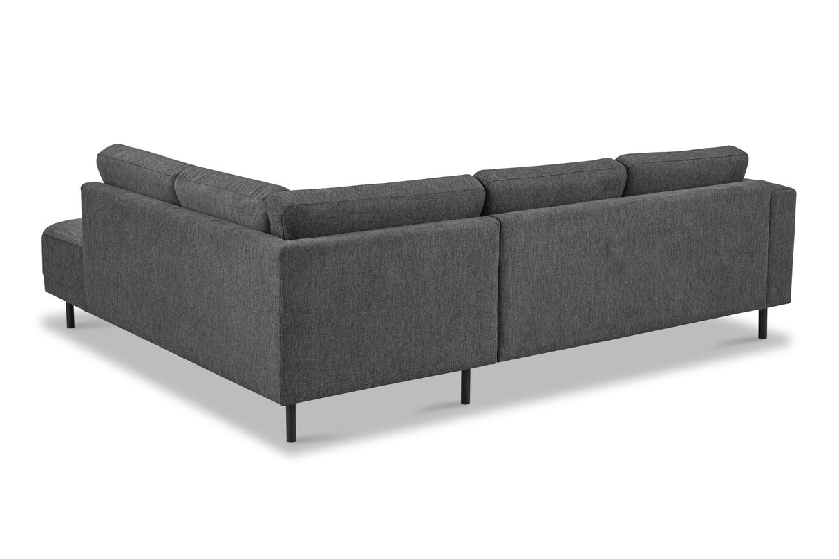 Canapé d'angle moderne 3 places à droite en tissu anthracite Aniko avec repose-léger 240x197x78 cm
