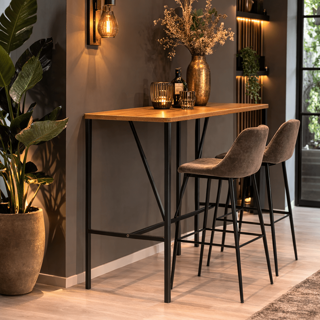 Bartafels - Bartafel Walnoot melamine - 90 x 48 cm - 92 cm hoog - North - Dimehouse