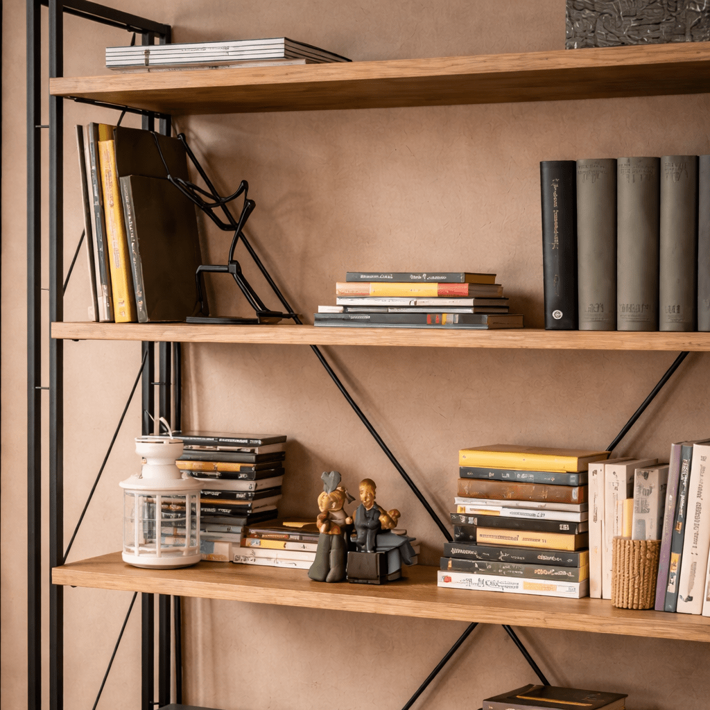 Bibliothèque Cosmo Pine Pine Black Mélamine 130x180x35 cm