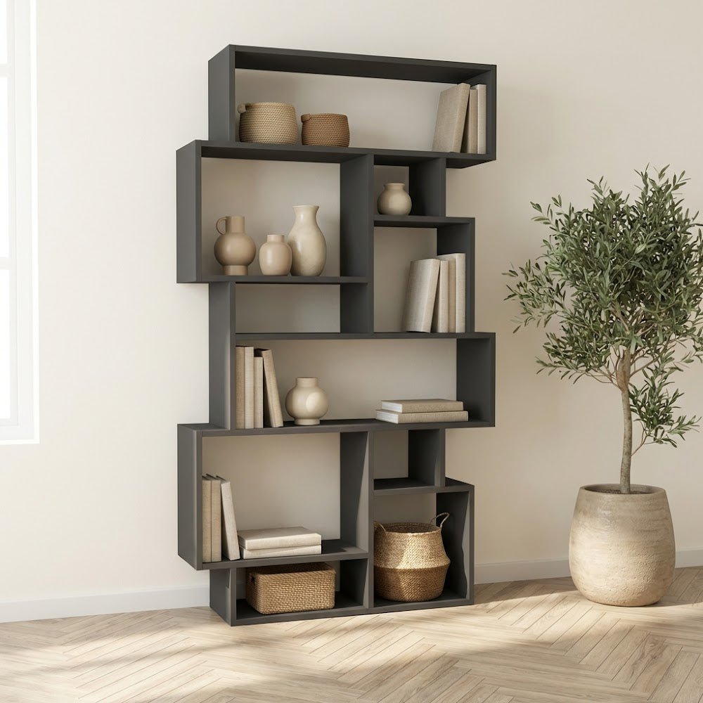 Boekenkast Karmato Antraciet Melamine 96x168,5x25,5 cm