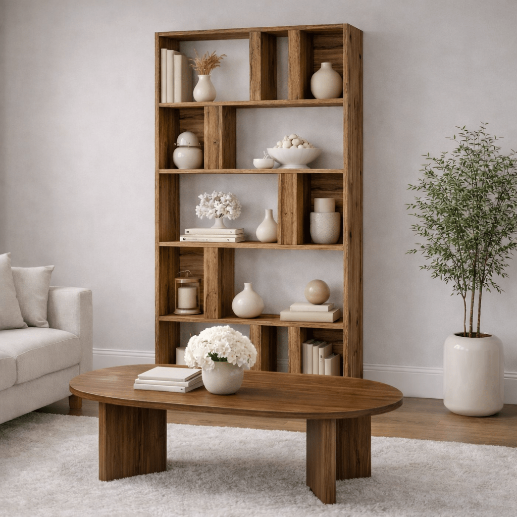 Bibliothèque Lima Walnut Melamine 90x180x20 cm