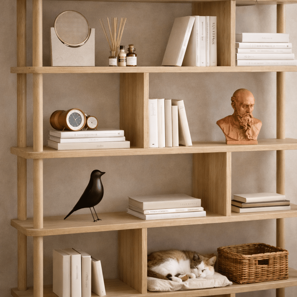 Japandi boekenkast dennenhout melamine Meta 120x168,5x28 cm