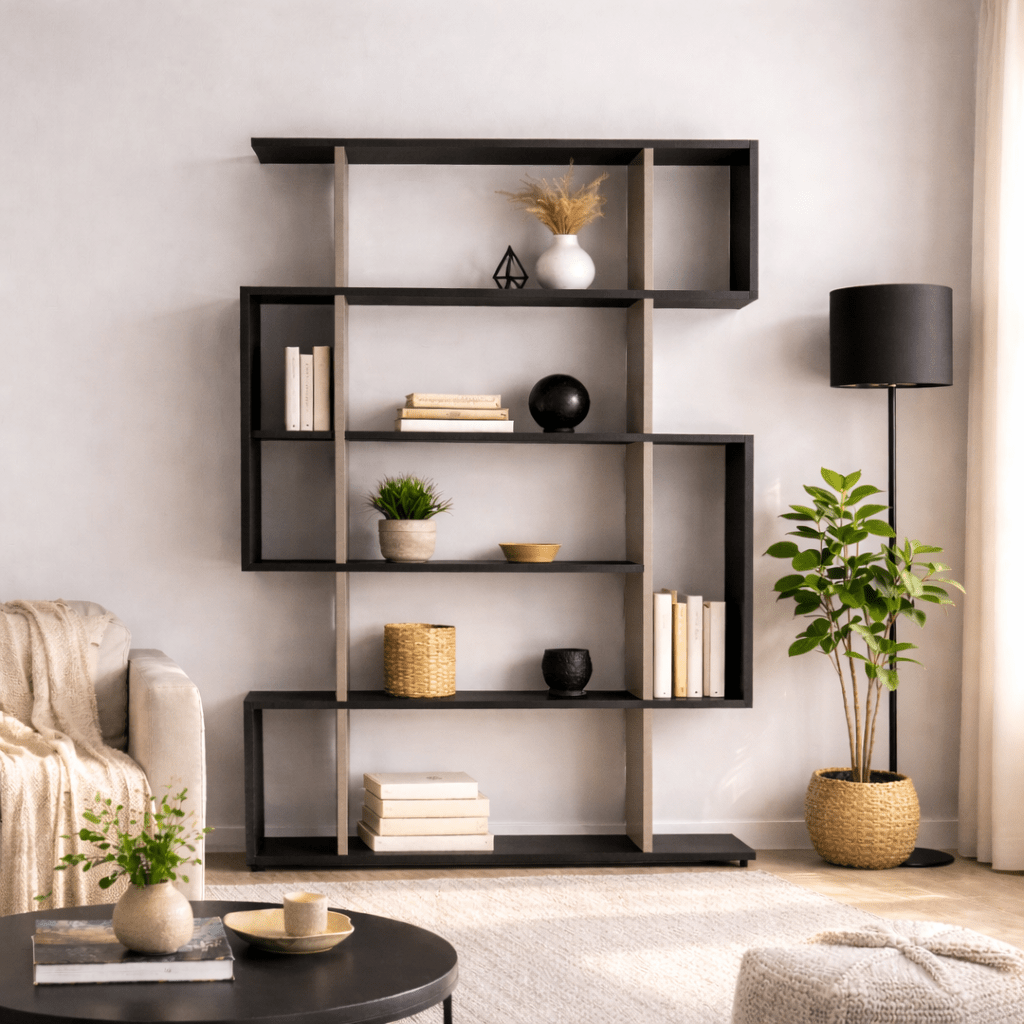 Bibliothèque mito anthracite brun mélamine 110x161x25,5 cm