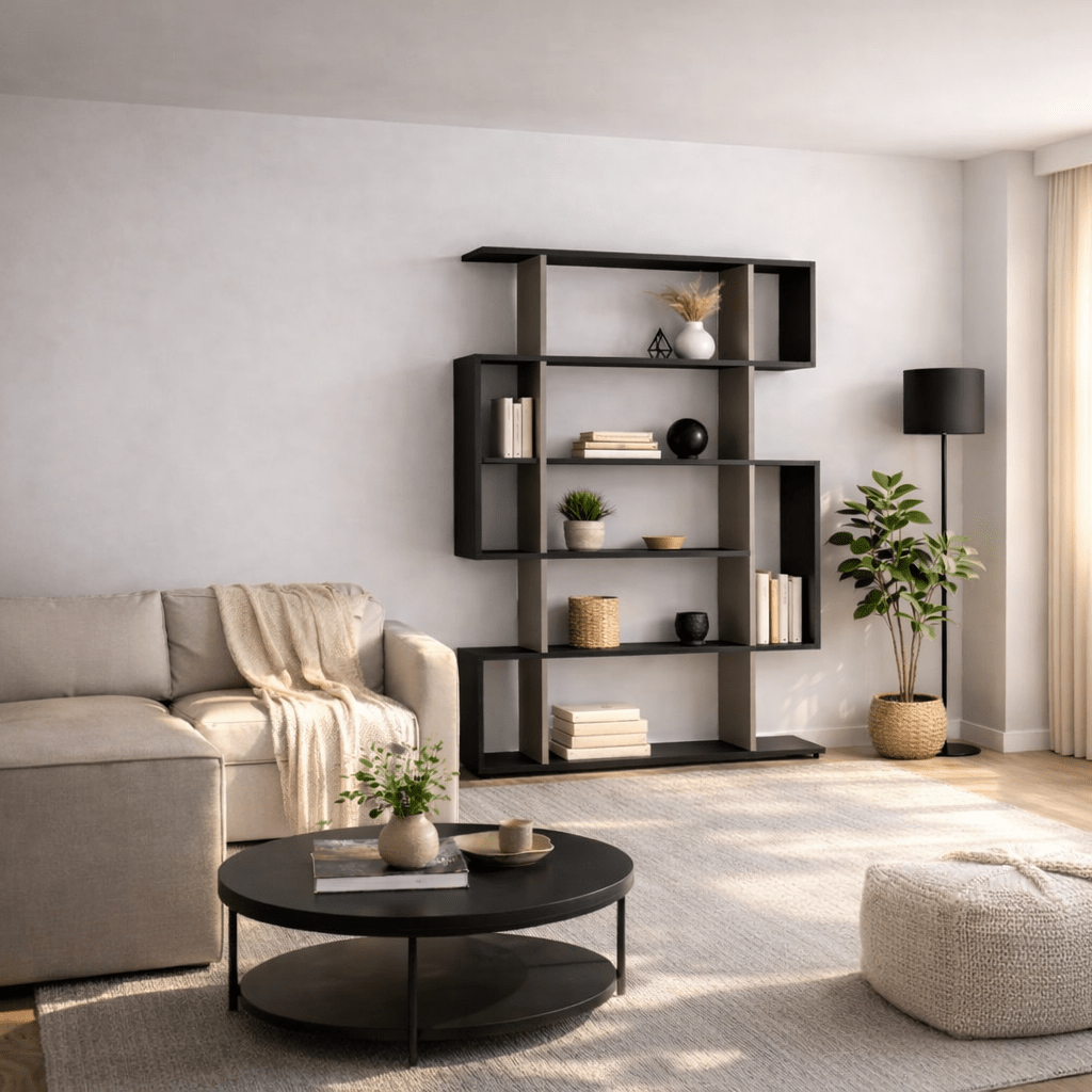 Bibliothèque mito anthracite brun mélamine 110x161x25,5 cm