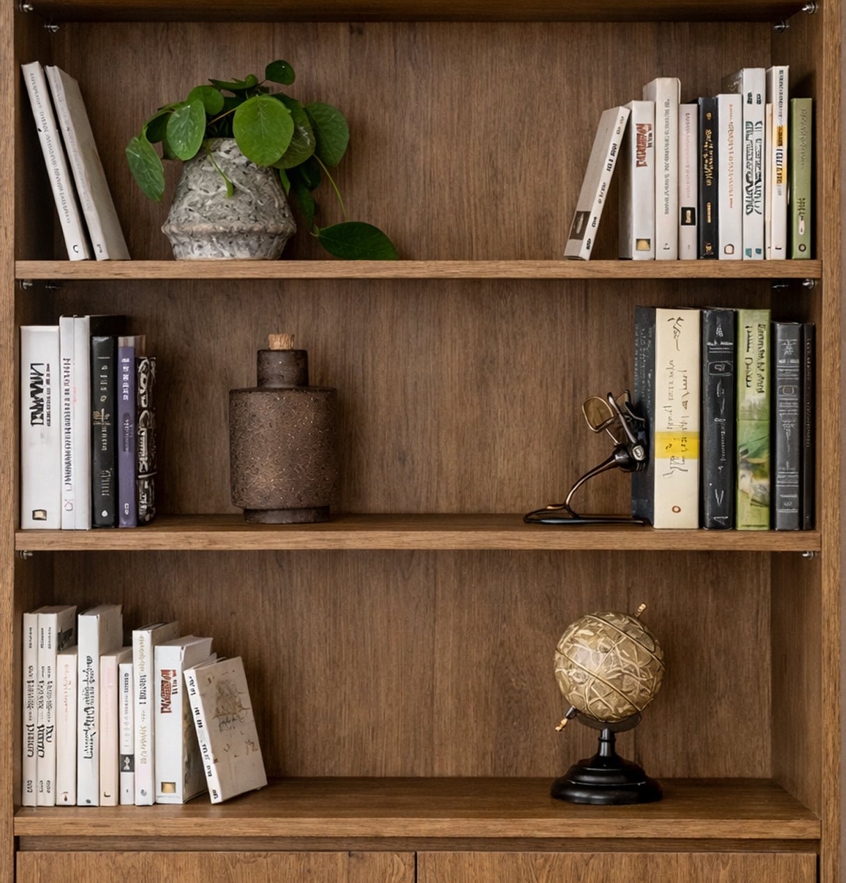 Boekenkast Rea Walnoot Zwart Melamine 80x182x36 cm