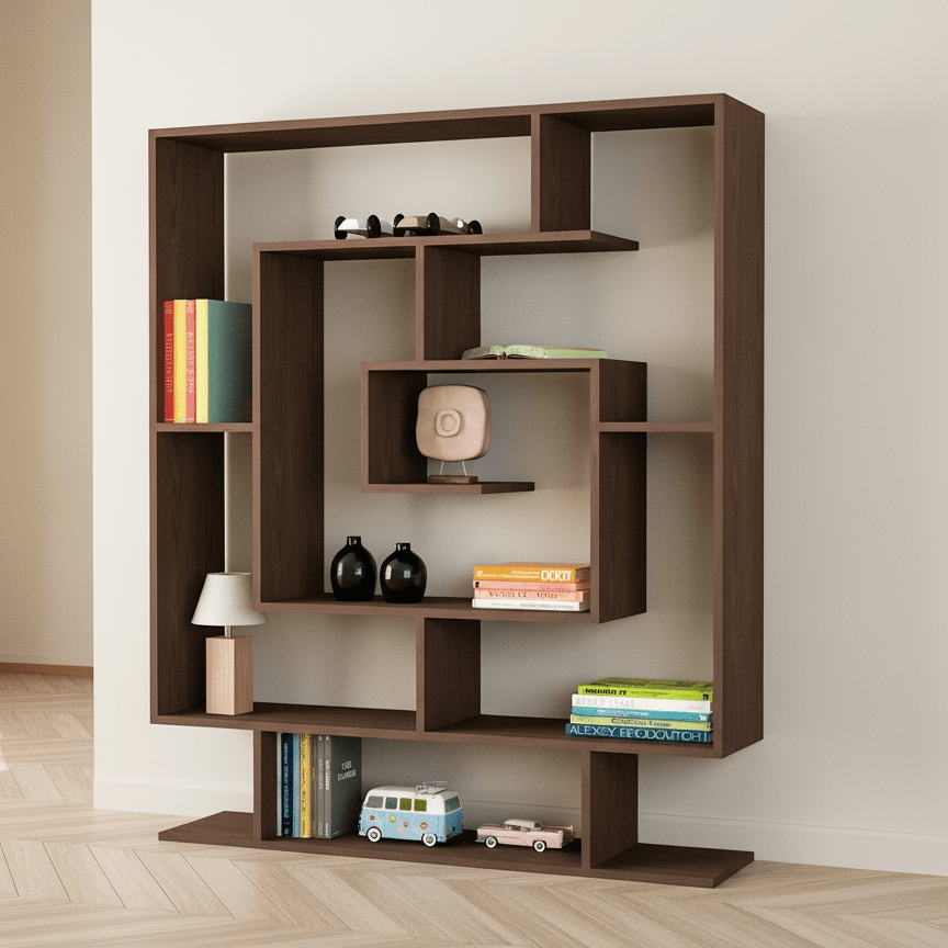 Boekenkast Sarmasik Wengé Bruin Melamine 124,8x149,4x22 cm