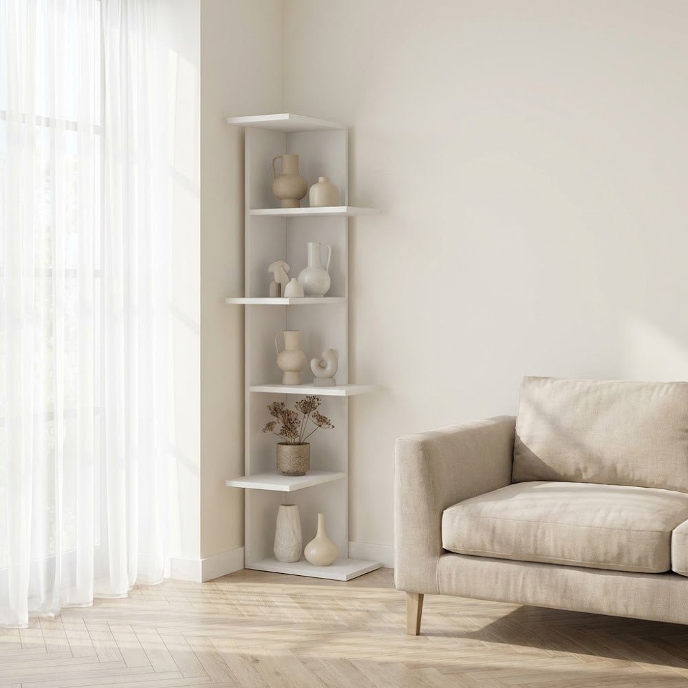 Bibliothèque Saso Mélamine blanche 37x141x24 cm