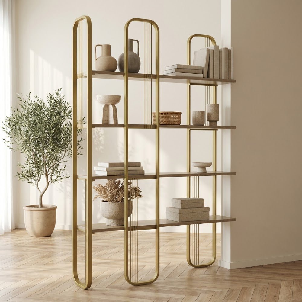 Bibliothèque Sierra Jaune Mélamine 124x182x26 cm