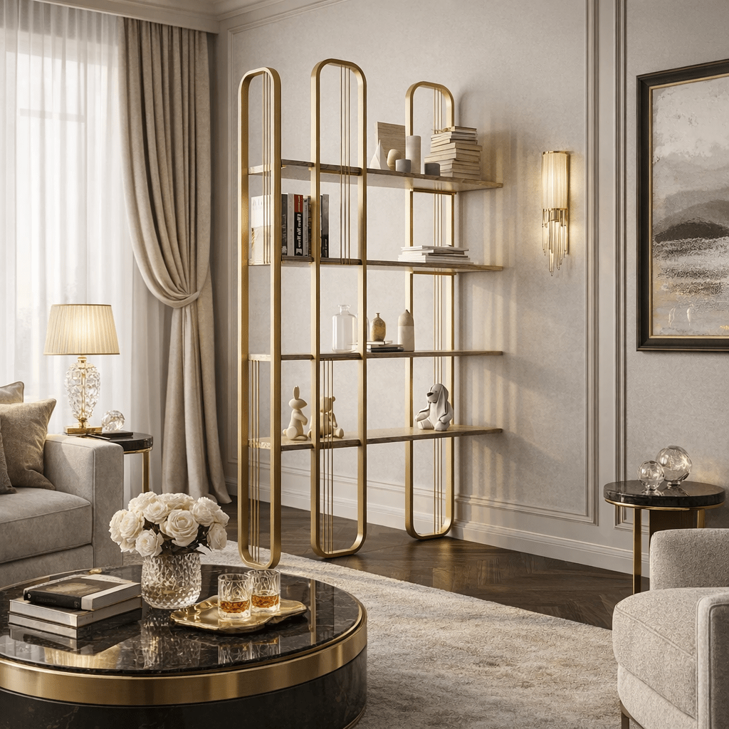 Bibliothèque Sierra Jaune Mélamine 124x182x26 cm