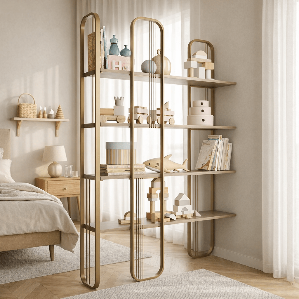 Bibliothèque Sierra Jaune Mélamine 124x182x26 cm