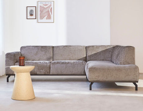 Hoekbank met hoge poten taupe velvet Chloe - rechts