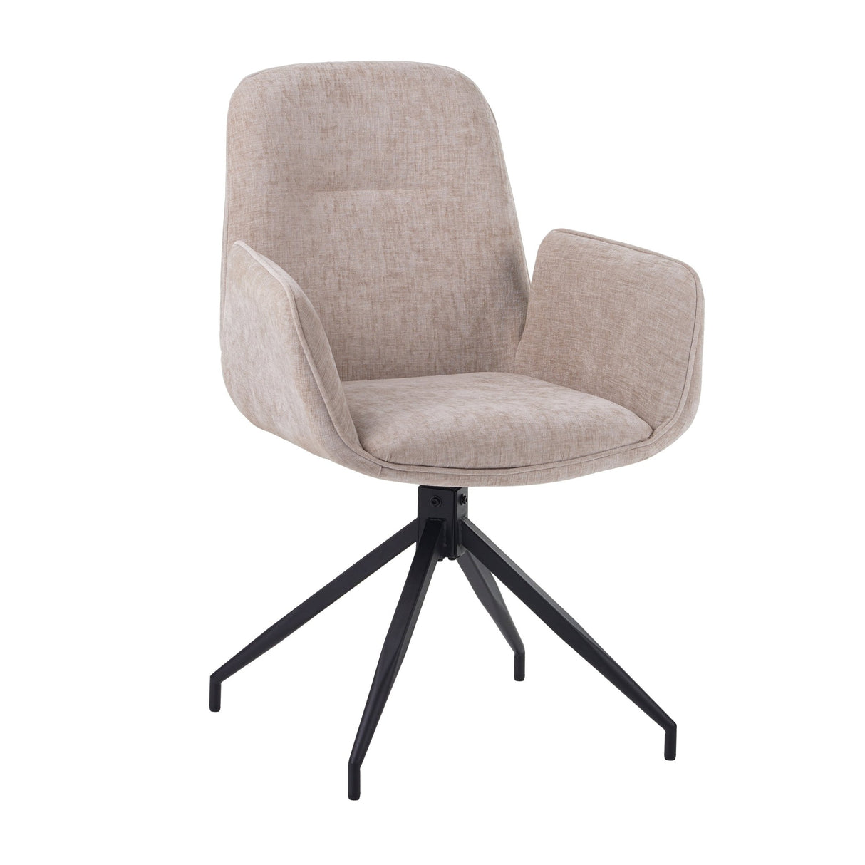 Set van 4 Draaibare Eetkamerstoelen Nela Chenille Beige - Met Armleuningen