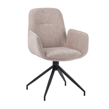 Draaibare Eetkamerstoel Nela Chenille Beige - Met Armleuningen