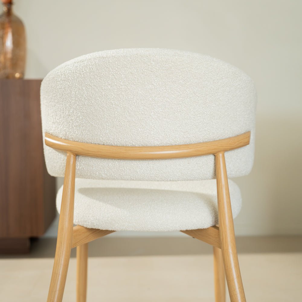 Eetkamerstoelen-Japandi Eetkamerstoel Yuka Beige - Eikenlook Frame-Dimehouse