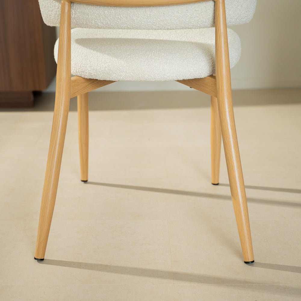 Eetkamerstoelen-Japandi Eetkamerstoel Yuka Beige - Eikenlook Frame-Dimehouse