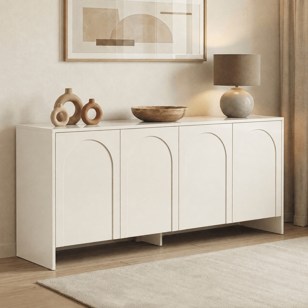 Dressoir beige melamine - zes vakken - 180x80x45 cm