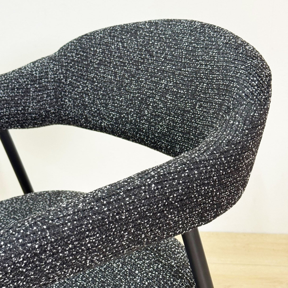 Eetkamerstoel Set van 4 Bouclé Zwart Lisa - Zwart Frame