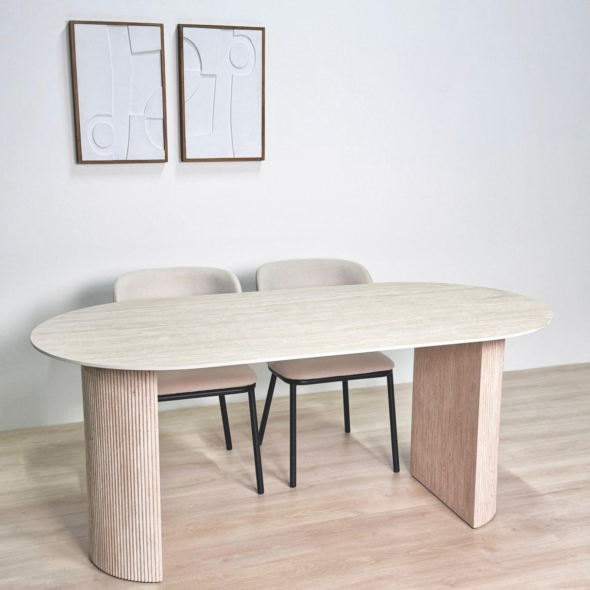 Table de salle à manger Jimi 180x90 cm travertin beige